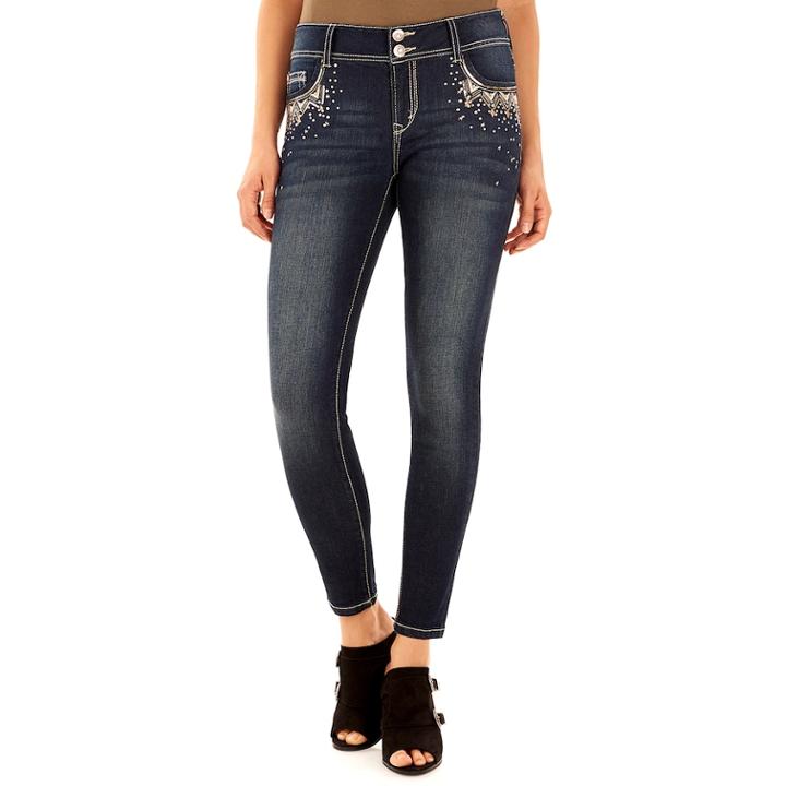 Juniors' Wallflower Curvy Bling Jeans, Teens, Size: 13, Grey Other