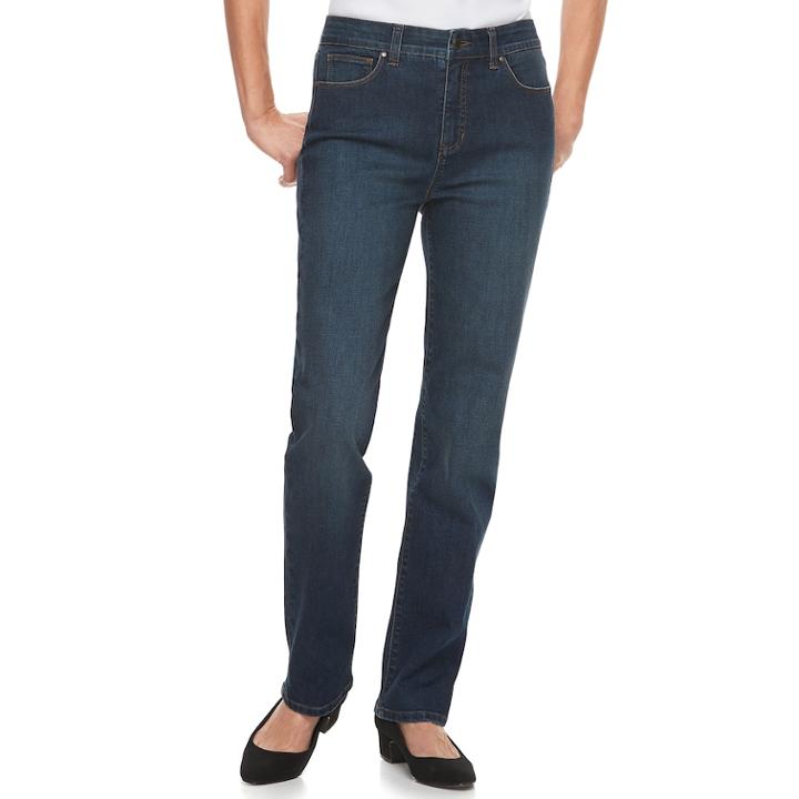 Petite Croft & Barrow&reg; Classic Stretch Straight-leg Midrise Jeans, Women's, Size: 14 Petite, Blue (navy)