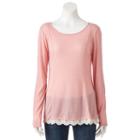 Juniors' Rewind Crochet Trim Tunic Top, Girl's, Size: Large, Brt Pink