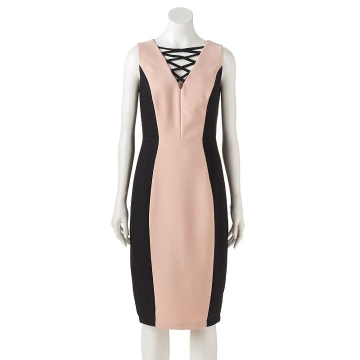 Women's Jax Colorblock Lace-up Sheath Dress, Size: 10, White