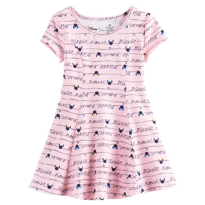 Disney's Minnie Mouse Toddler Girl Curved Seam Skater Dress By Jumping Beans&reg;, Size: 2t, Brt Pink
