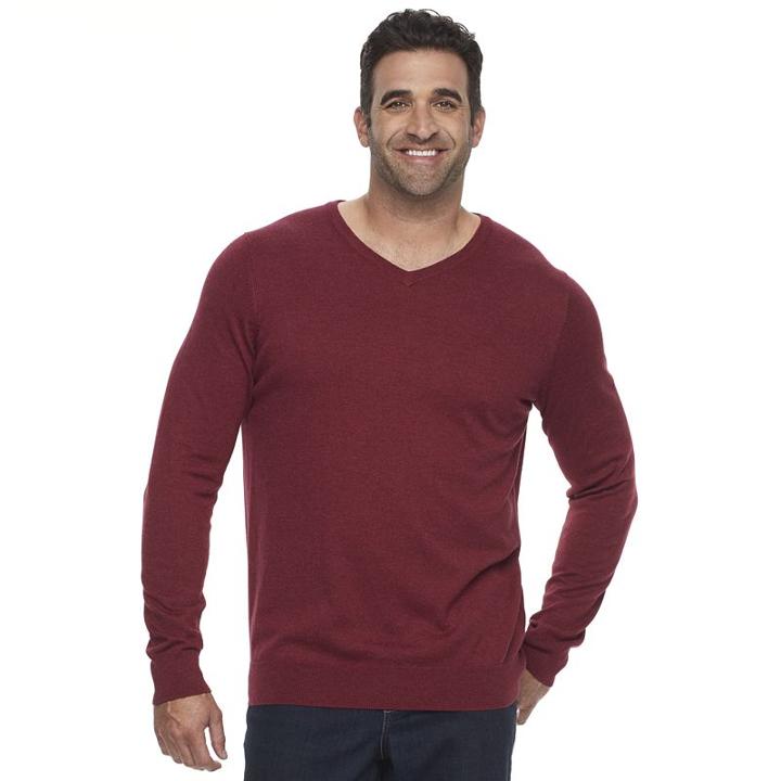Big & Tall Croft & Barrow&reg; True Comfort Classic-fit Easy-care V-neck Sweater, Men's, Size: Xxl Tall, Dark Red