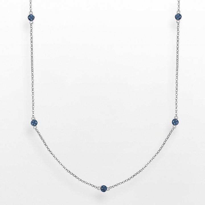 Sliver Plate Blue Diamond Accent Station Necklace, Women's, Size: 24