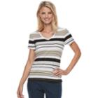 Petite Croft & Barrow&reg; V-neck Tee, Women's, Size: M Petite, Light Grey