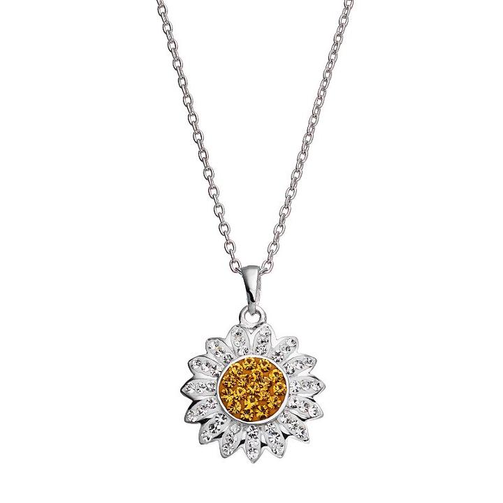 Silver Luxuries Silver Tone Crystal Daisy Flower Pendant, Women's, Multicolor