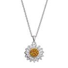 Silver Luxuries Silver Tone Crystal Daisy Flower Pendant, Women's, Multicolor