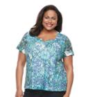 Plus Size Napa Valley Printed Lace Tee, Women's, Size: 3xl, Dark Green