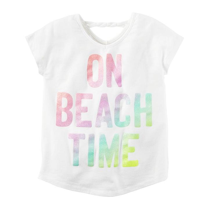 Girls 4-8 Carter's Twist Back Glitter Graphic Tee, Girl's, Size: 7, White