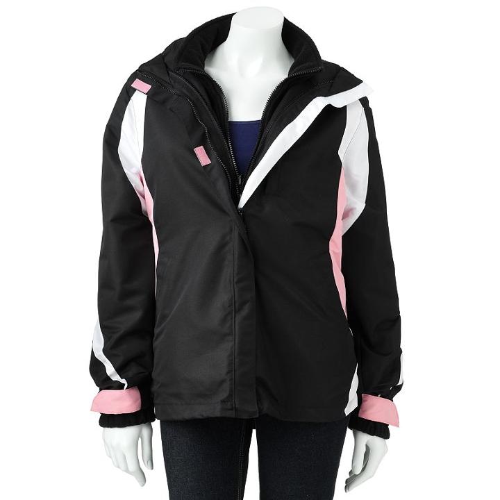 Women's Excelled Hooded Colorblock Systems Jacket, Size: Large, Black