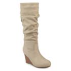 Journee Collection Haze Women's Wedge Slouch Knee High Boots, Size: Medium (9), Light Grey