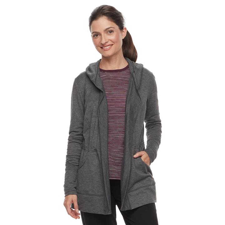 Petite Tek Gear&reg; Cinched-waist Hooded Wrap Top, Women's, Size: Xl Petite, Med Grey