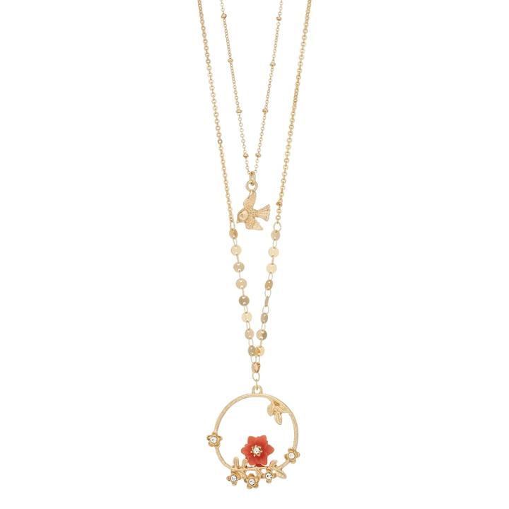 Lc Lauren Conrad Simulated Crystal Bird & Flower Multistrand Necklace, Women's, Pink