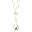 Lc Lauren Conrad Simulated Crystal Bird & Flower Multistrand Necklace, Women's, Pink