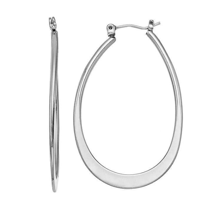 Simply Vera Vera Wang Flat Nickel Free U Hoop Earrings, Women's, Oxford