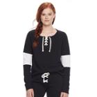 Juniors' So&reg; Lace-up Long Sleeve Sweatshirt, Teens, Size: Xl, Black
