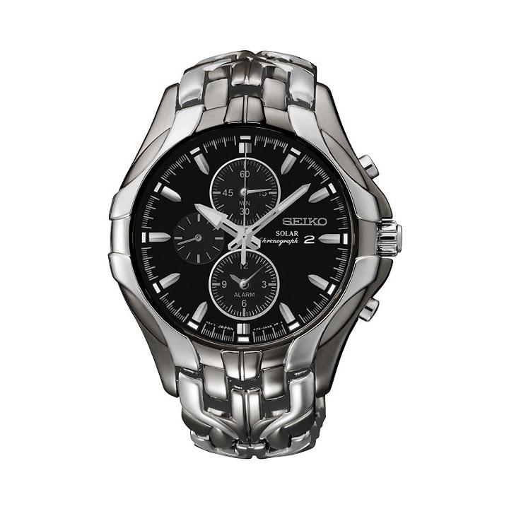 Seiko Men's Two Tone Stainless Steel Solar Chronograph Watch - Ssc139, Multicolor