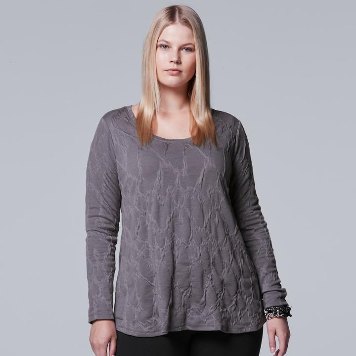 Plus Size Simply Vera Vera Wang Textured Top, Women's, Size: 2xl, Grey