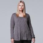 Plus Size Simply Vera Vera Wang Textured Top, Women's, Size: 2xl, Grey