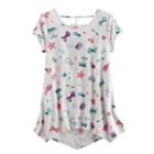 Girls 7-16 & Plus Size So&reg; Patterned Cageback Handkerchief Hem Legging Tee, Size: 10, Light Grey