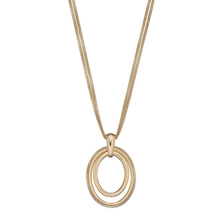Dana Buchman Double Oval Hoop Pendant Multistrand Necklace, Women's, Gold