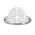 Stacks And Stones Sterling Silver White Enamel Peace Sign Stack Ring, Women's, Size: 9