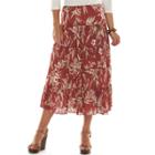Chaps Tiered Voile Skirt - Women's, Size: Small, Red