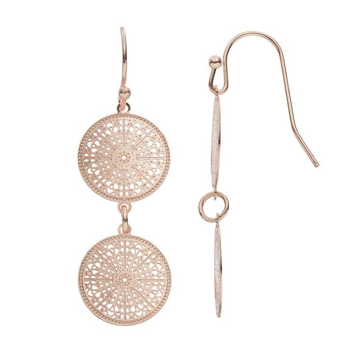 Lc Lauren Conrad Filigree Double Disc Drop Earrings, Women's, Light Red
