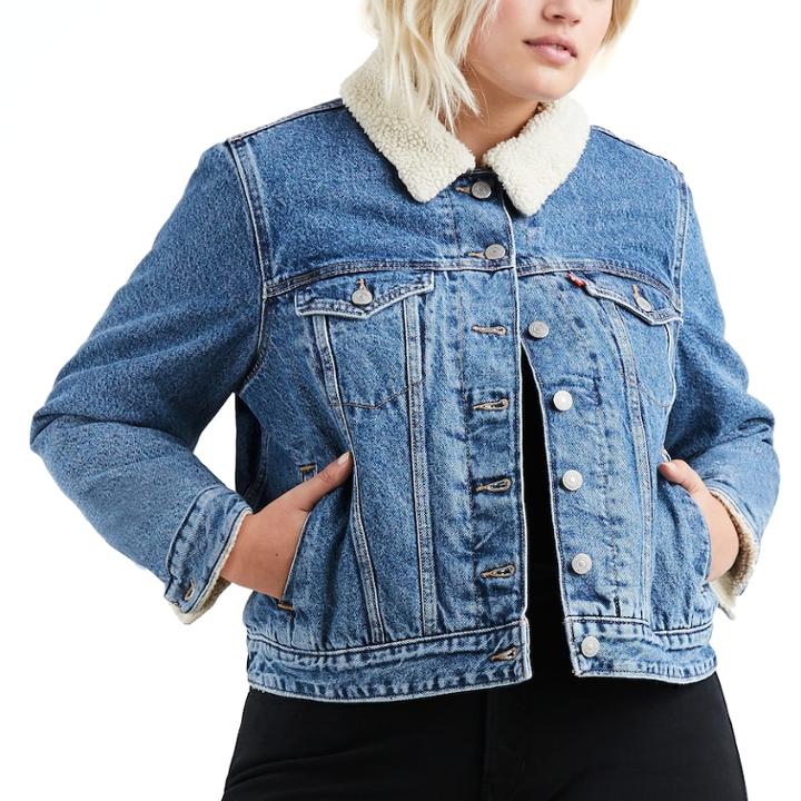 Plus Size Levi's&reg; Sherpa Trucker Jacket, Women's, Size: 1xl, Med Blue