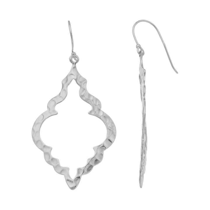 Sterling Silver Hammered Geometric Drop Earrings, Women's, Grey