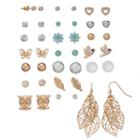 Mudd&reg; Butterfly, Bird, Owl & Leaf Nickel Free Earring Set, Women's, Turq/aqua