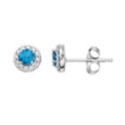 Lc Lauren Conrad 10k White Gold London Blue Topaz & 1/10 Carat T.w. Diamond Halo Stud Earrings, Women's