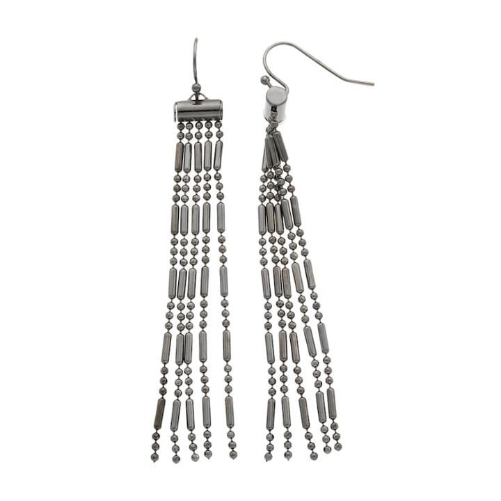 Beaded Fringe Nickel Free Linear Earrings, Women's, Oxford