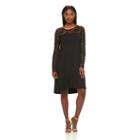 Women's Nina Leonard Lace-trim A-line Dress, Size: Medium, Black
