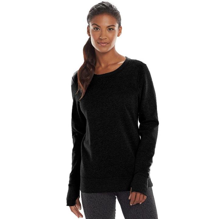 Women's Tek Gear&reg; Fleece Crewneck Sweatshirt, Size: Small, Black
