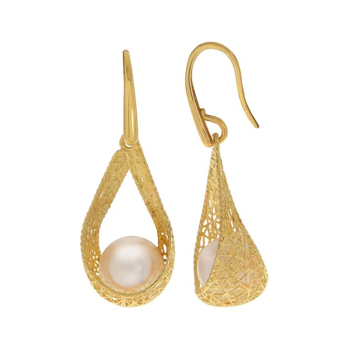 Pearlustre By Imperial 14k Gold Freshwater Cultured Pearl Filigree Drop Earrings, Women's, White