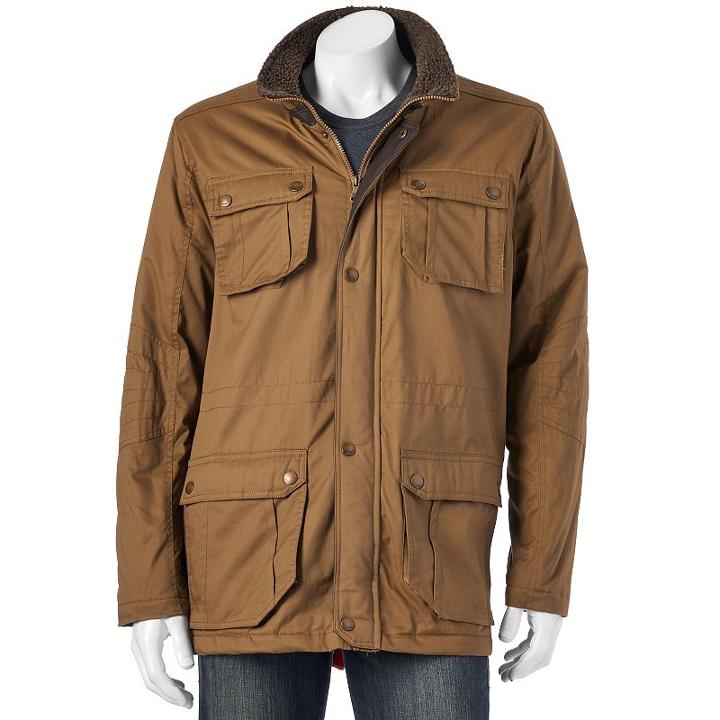 Men's Urban Republic Sherpa-lined Twill Jacket, Size: Small, Med Brown