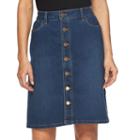 Women's Croft & Barrow&reg; Button-front Jean Skirt, Size: 16, Med Blue