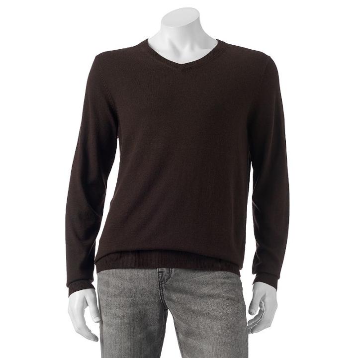 Big & Tall Croft & Barrow&reg; Classic-fit 12gg V-neck Sweater, Men's, Size: 3xb, Dark Brown
