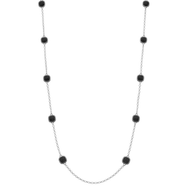 Napier Long Square Station Necklace, Women's, Black