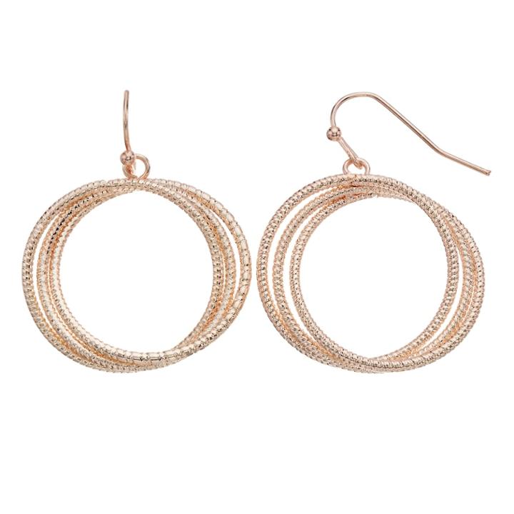 Nickel Free Triple Rope Hoop Earrings, Women's, Pink