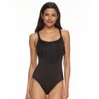 Women's Apt. 9&reg; Fringe One-piece Swimsuit, Size: Small, Black