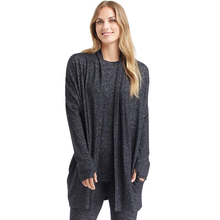 Plus Size Cuddl Duds Soft Knit Wrap Cardigan, Women's, Size: 1xl, Grey (charcoal)