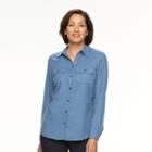 Women's Croft & Barrow&reg; Plaid Flannel Shirt, Size: Small, Blue (navy)