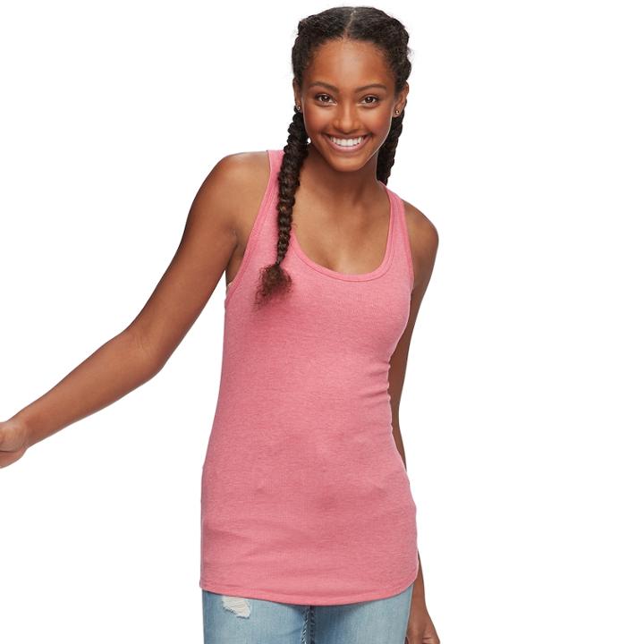 Juniors' So&reg; Ribbed Racerback Tank, Teens, Size: Medium, Med Pink