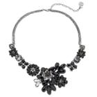 Dana Buchman Black Asymmetrical Flower Statement Necklace, Women's