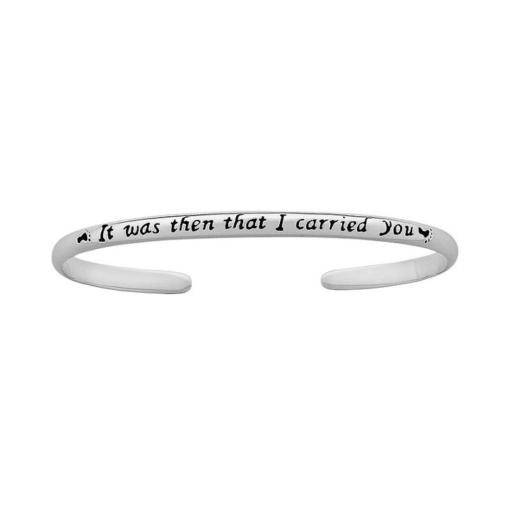 Sterling Silver Footprints Cuff Bracelet, Women's, Size: 7, Grey