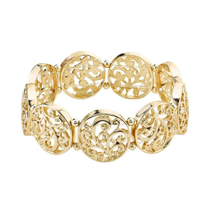 1928 Filigree Disc Stretch Bracelet, Women's, Yellow
