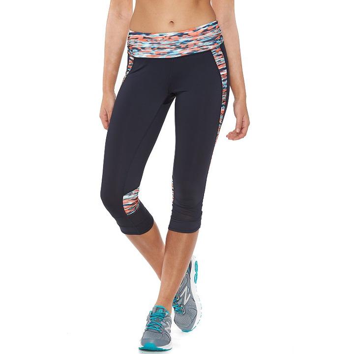 Women's Tek Gear&reg; Mesh-hem Capri Workout Leggings, Size: Small, Brt Orange