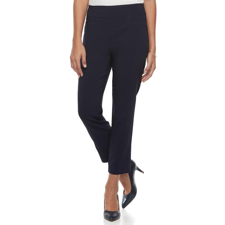 Women's Studio 253 Stretch Ankle Pants, Size: Medium, Blue (navy)