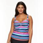 Plus Size Croft & Barrow&reg; Tummy Slimmer Striped D-cup Tankini Top, Women's, Size: 26 W, Ovrfl Oth